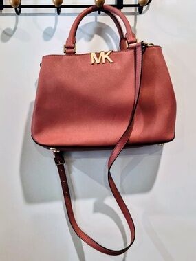 MICHAEL KORS Florence Satchel Saffiano Leather Handbag crossover purse
